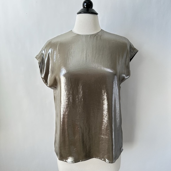 NWT Banana Republic Maxime Metallic Top SMALL Champagne Gold Relaxed‎ Lined - Picture 2 of 11